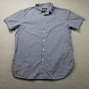Banana Republic Button Shirt Size M Blue Plaid Check Short Sleeve Camden Custom